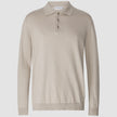 Silk / Cotton Long Sleeve Polo Light Grey