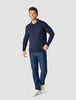 Silk / Cotton Long Sleeve Polo Navy