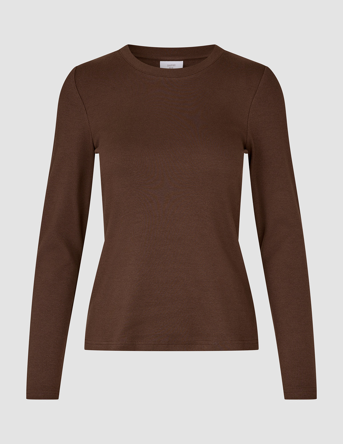 Women Rib T-shirt Long Sleeve Espresso