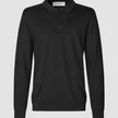 Premium Merino Long Sleeve Polo Black