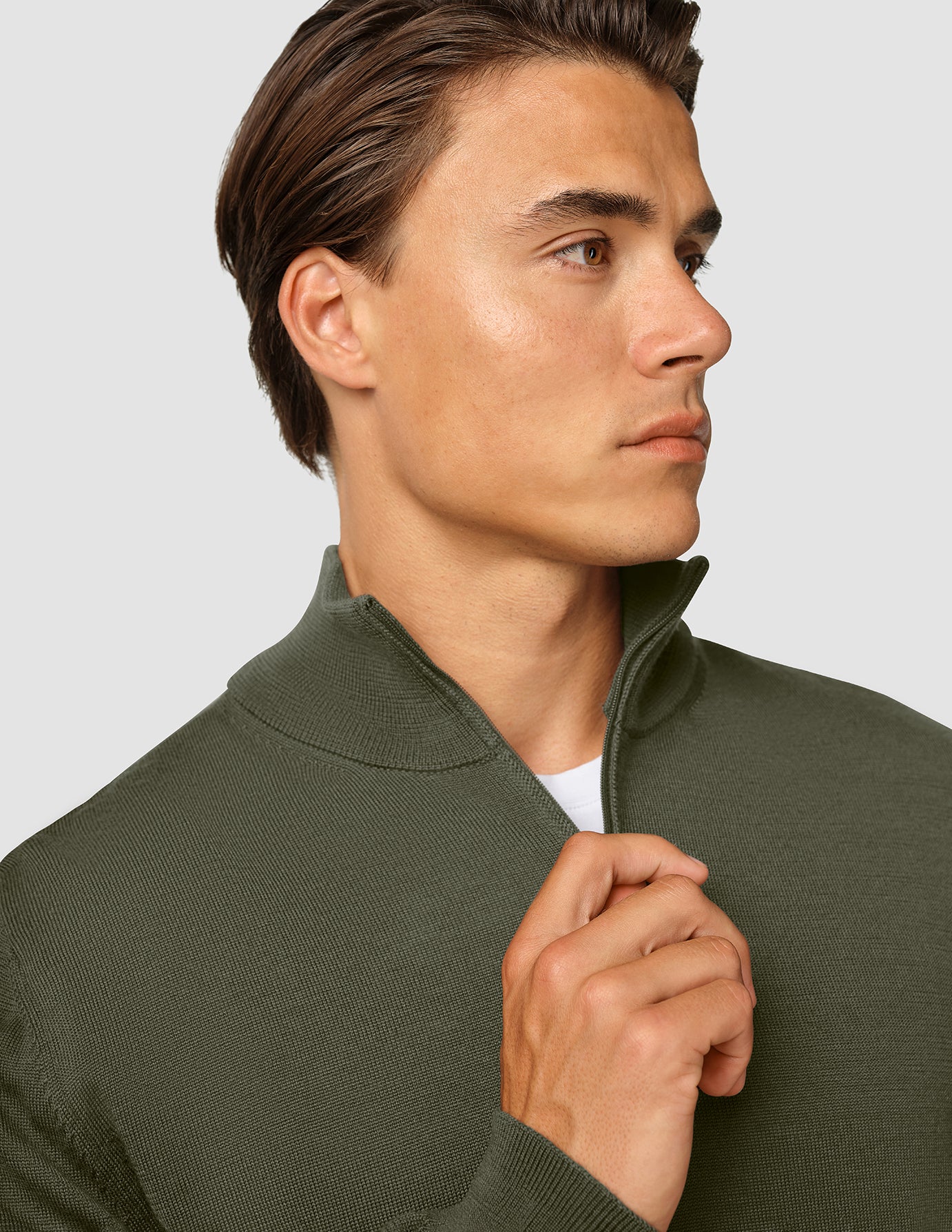 Premium Merino Half Zip Nightfall Green