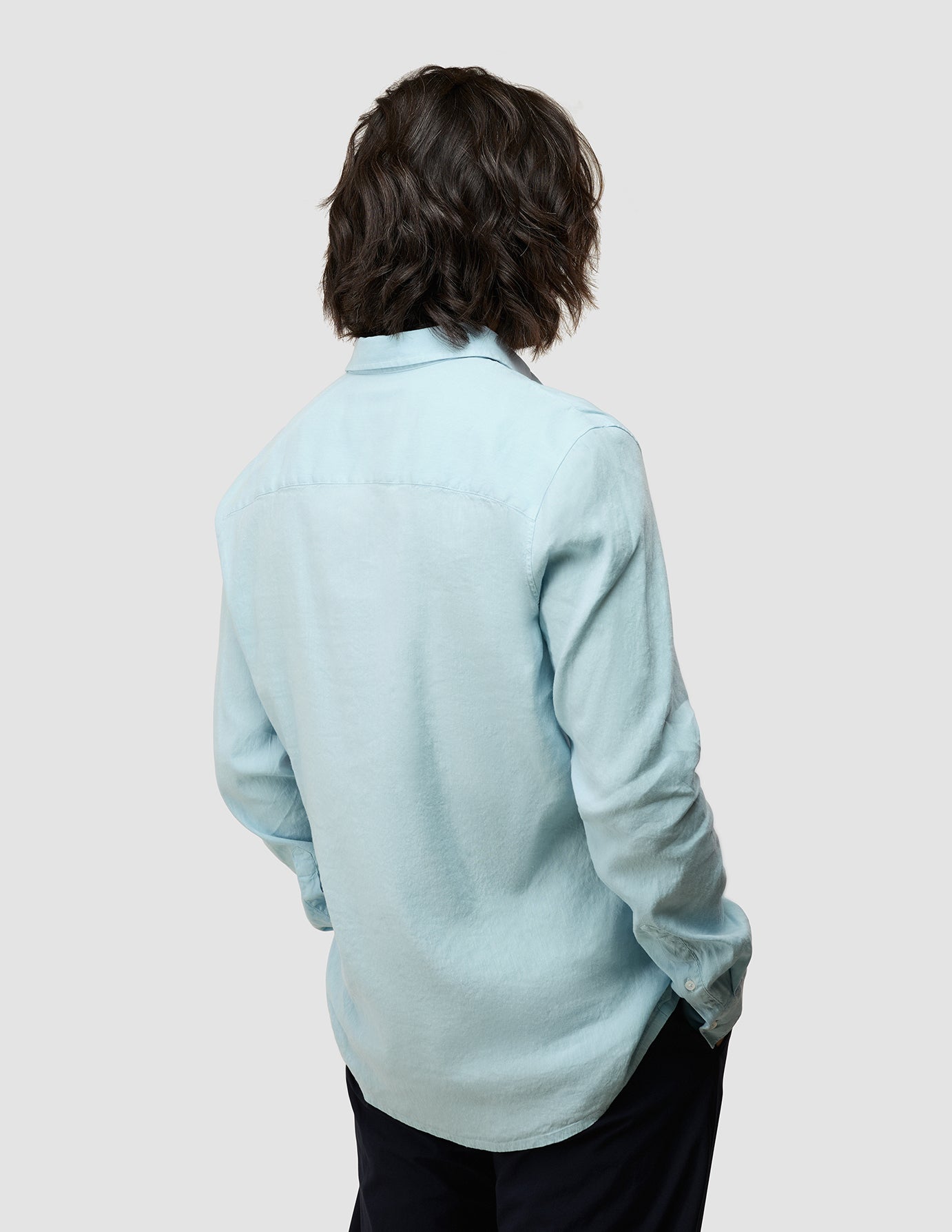 Refined Linen Long Sleeve Shirt Sky Blue