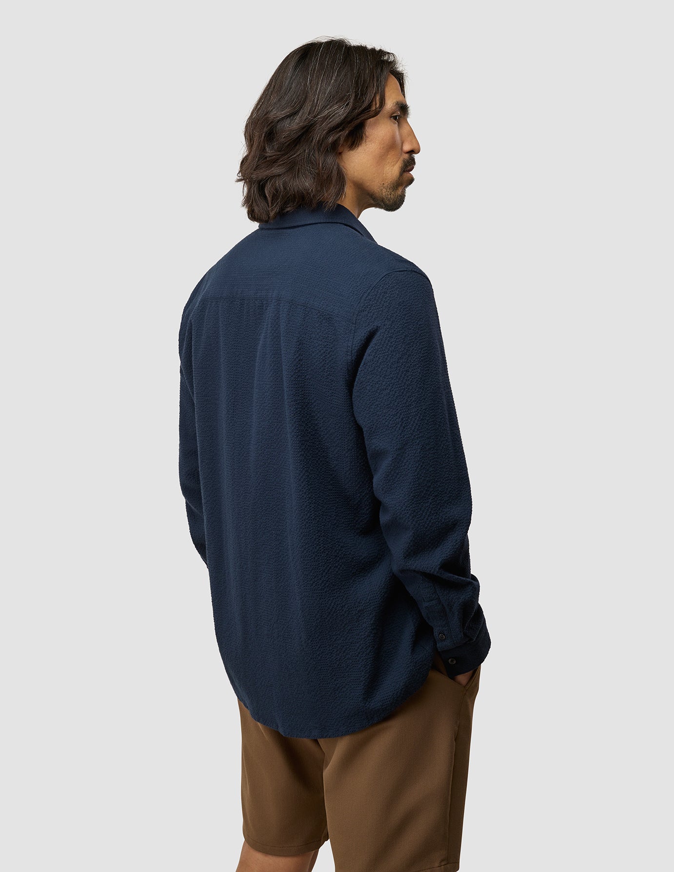 Seersucker Casual Shirt Dark Navy