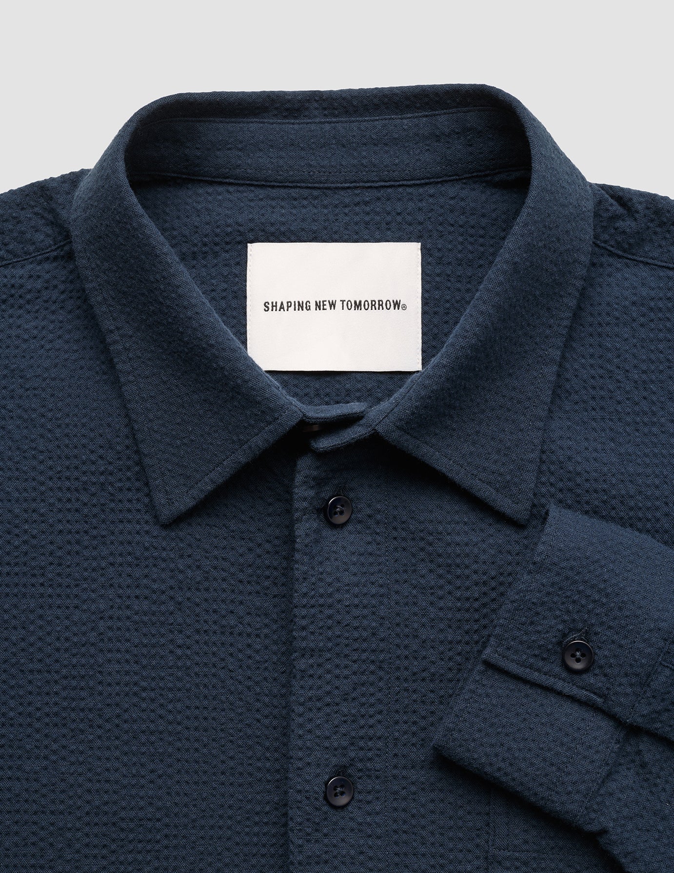 Seersucker Casual Shirt Dark Navy
