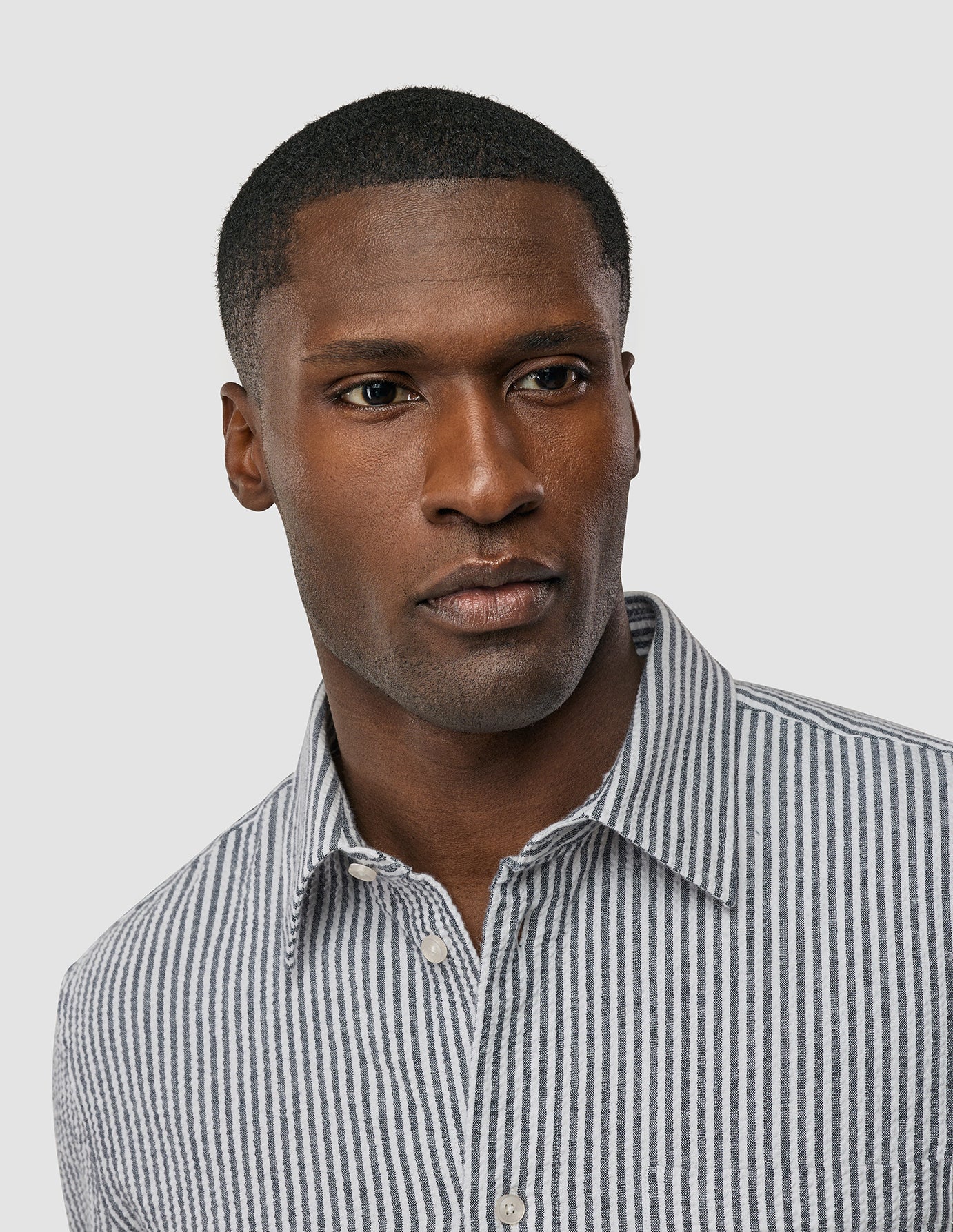 Seersucker Casual Shirt Navy Stripes