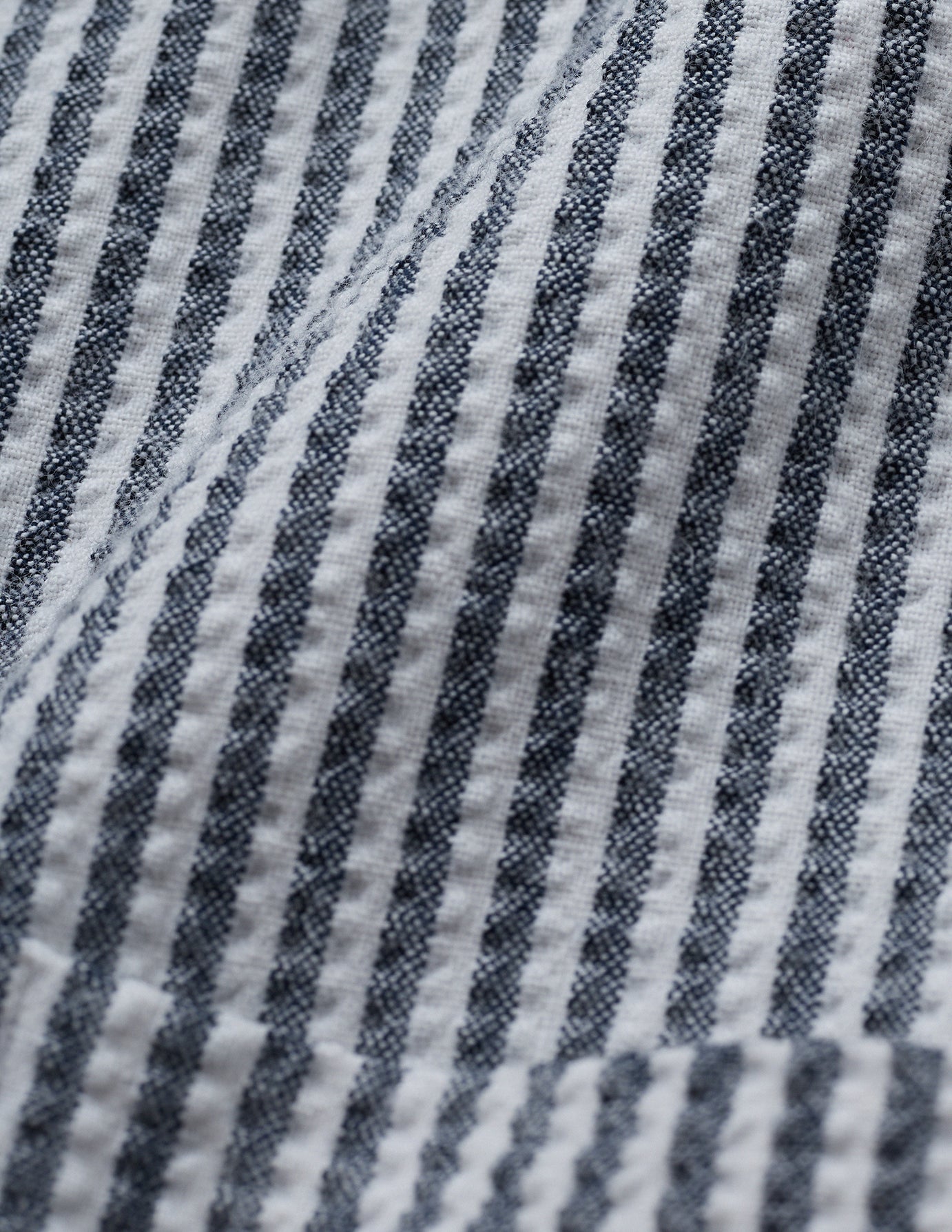 Seersucker Casual Shirt Navy Stripes