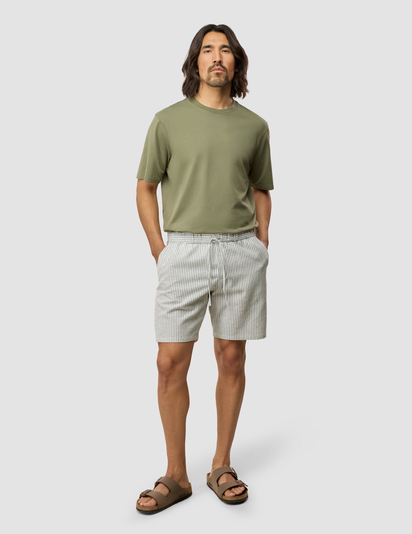 Seersucker Shorts Green Stripes