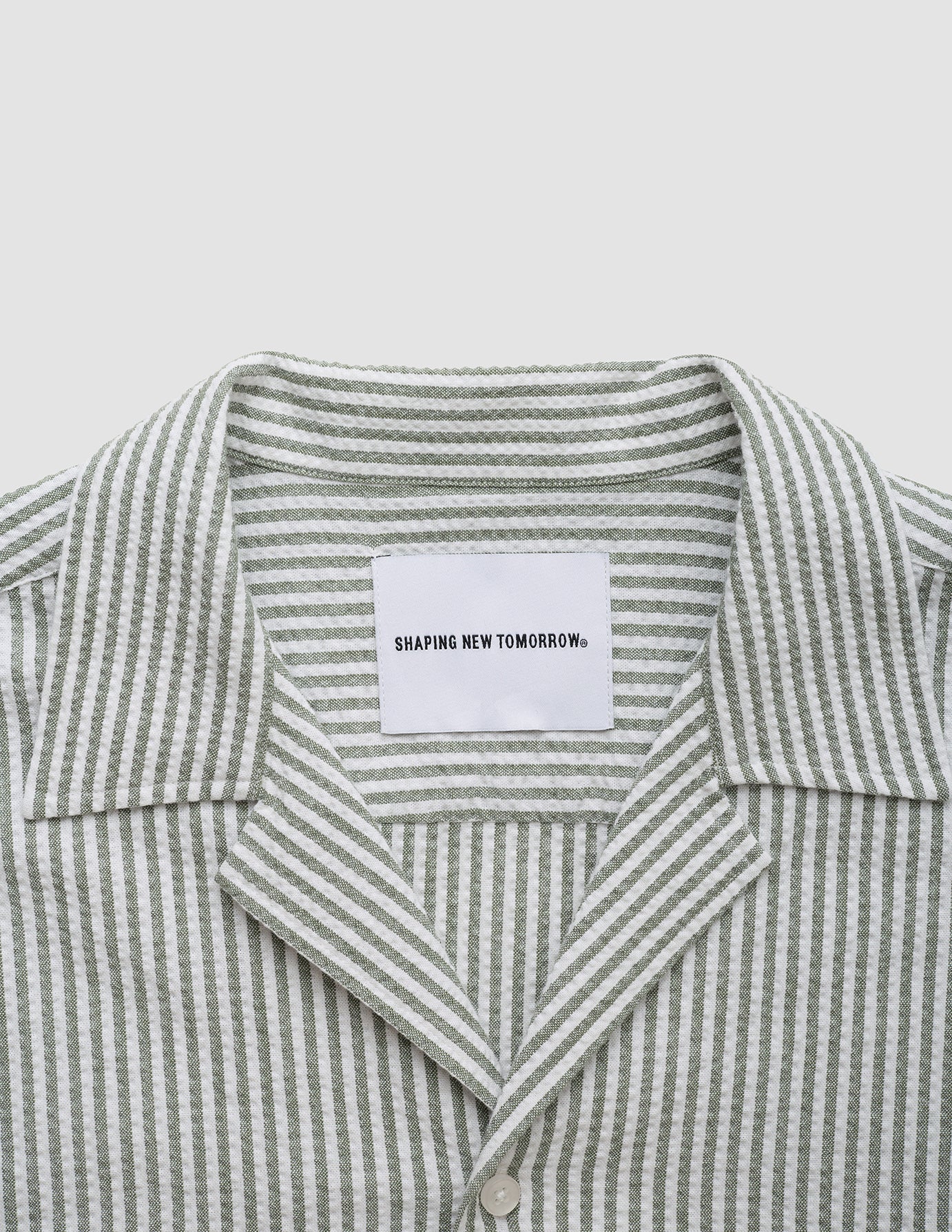 Seersucker Short Sleeve Shirt Green Stripes