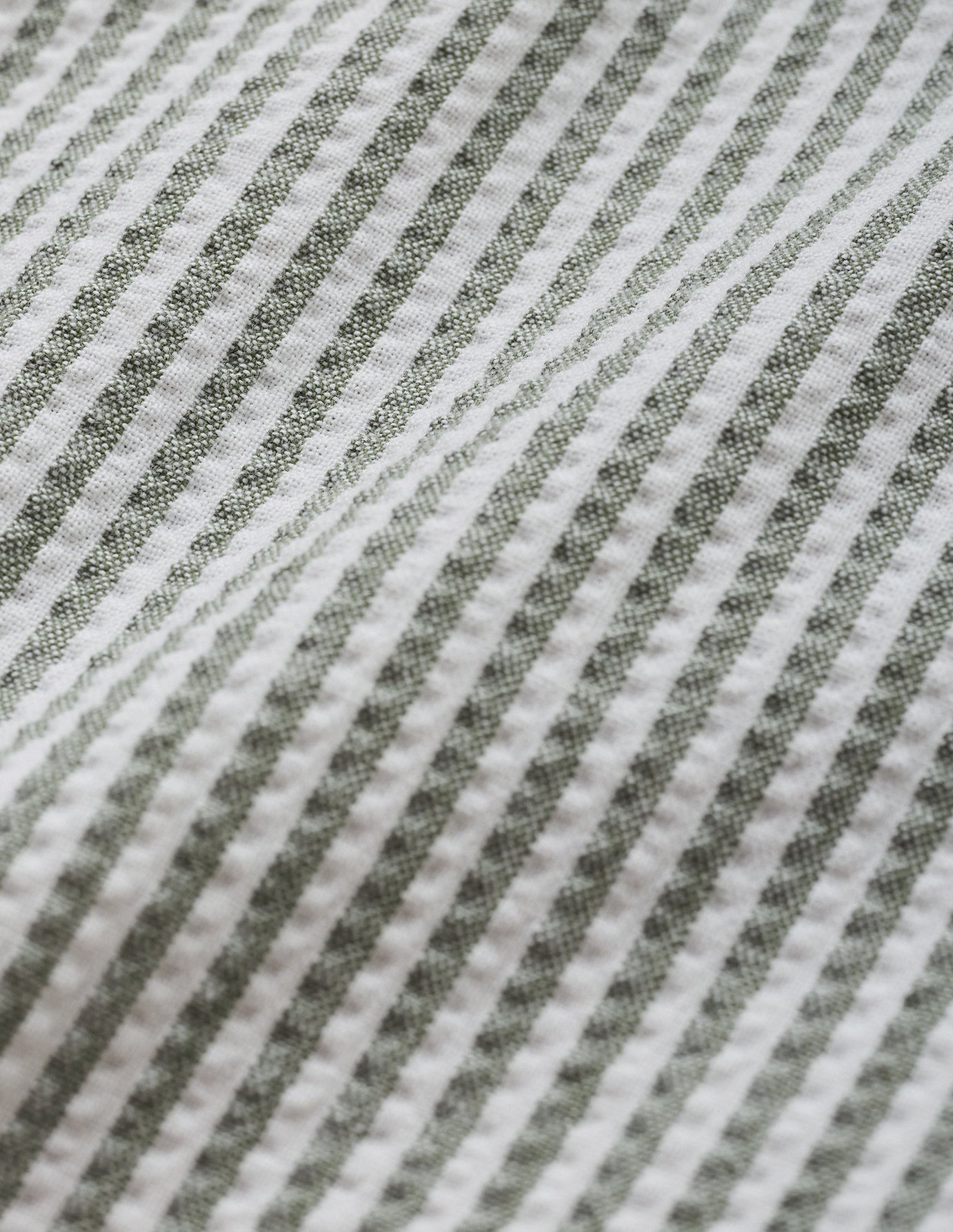 Seersucker Short Sleeve Shirt Green Stripes