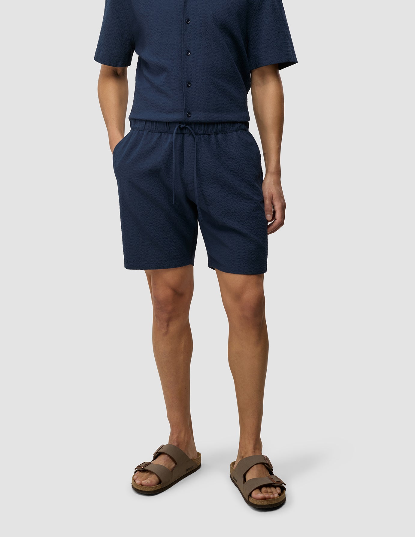 Seersucker Shorts Dark Navy