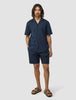Seersucker Short Sleeve Shirt Dark Navy