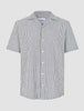 Seersucker Short Sleeve Shirt Navy Stripes