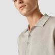 Silk / Cotton Short Sleeve Polo Light Grey