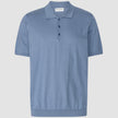 Silk / Cotton Short Sleeve Polo Cloud Blue