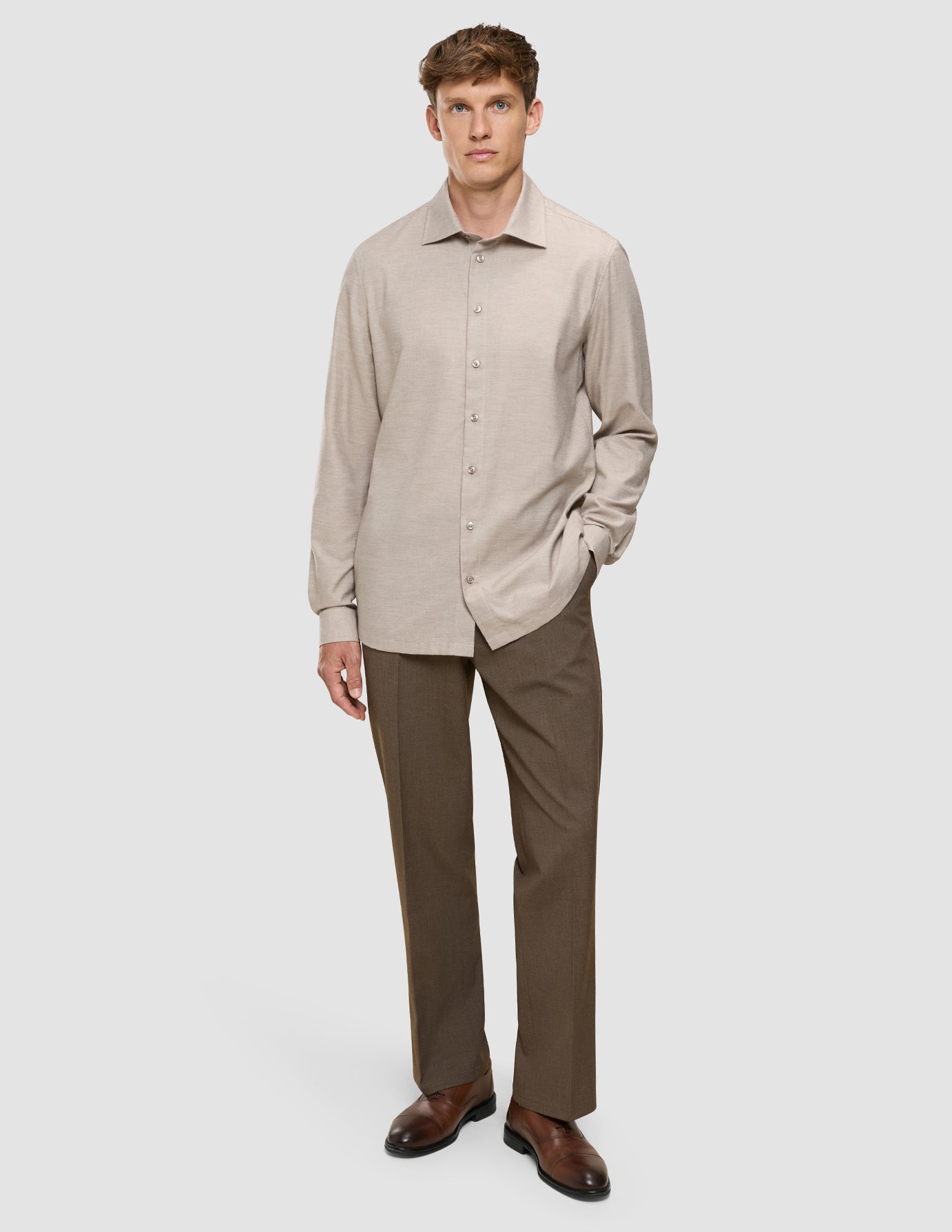 Soft Flannel Shirt Beige