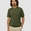 Textured Knitted Short Sleeve Polo Urban Green