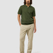Textured Knitted Short Sleeve Polo Urban Green