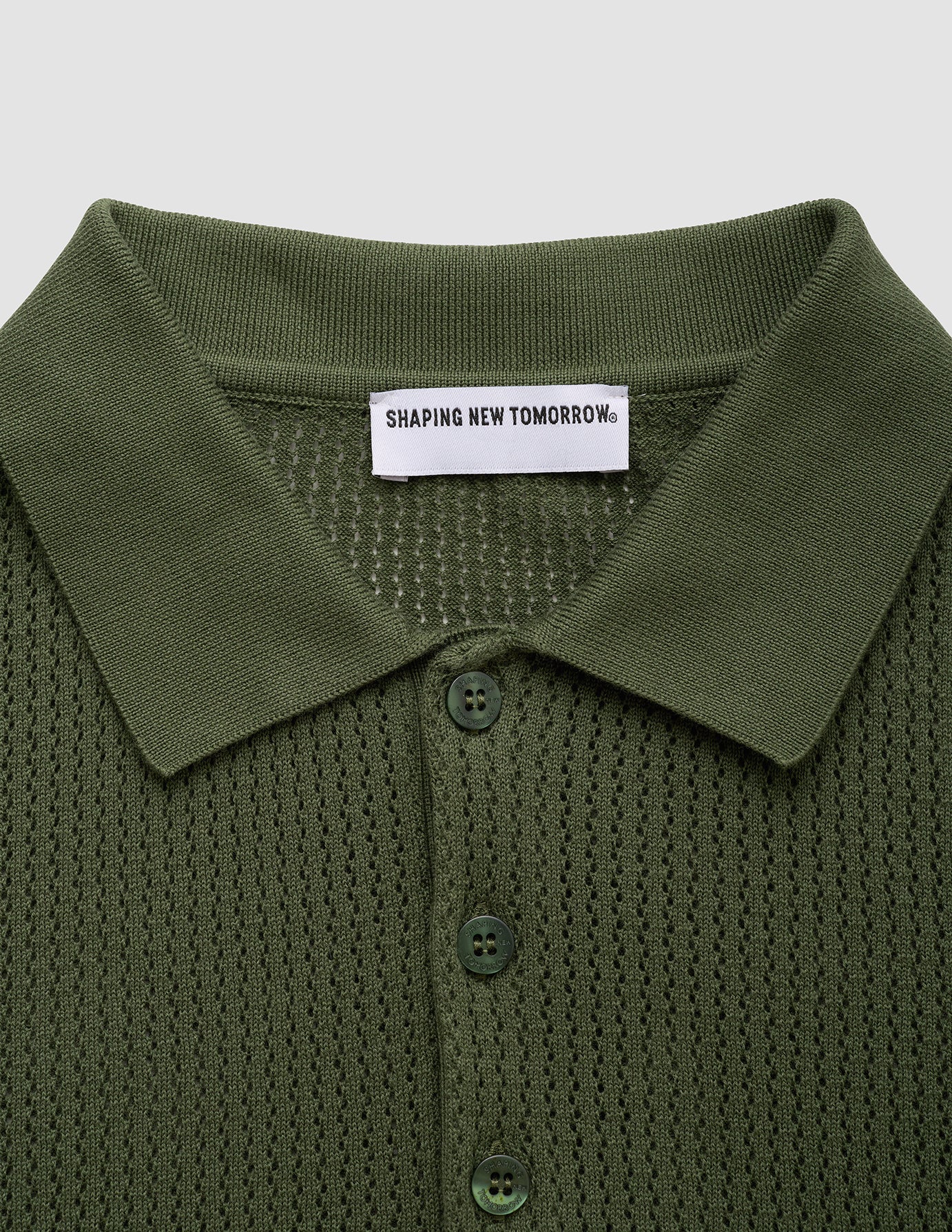 Textured Knitted Short Sleeve Polo Urban Green