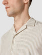 Tech Linen Bowling Short Sleeve Shirt Sandshell Stripe