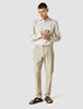 Tech Linen Casual Shirt Tan Pinstripe