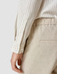 Tech Linen Casual Shirt Tan Pinstripe