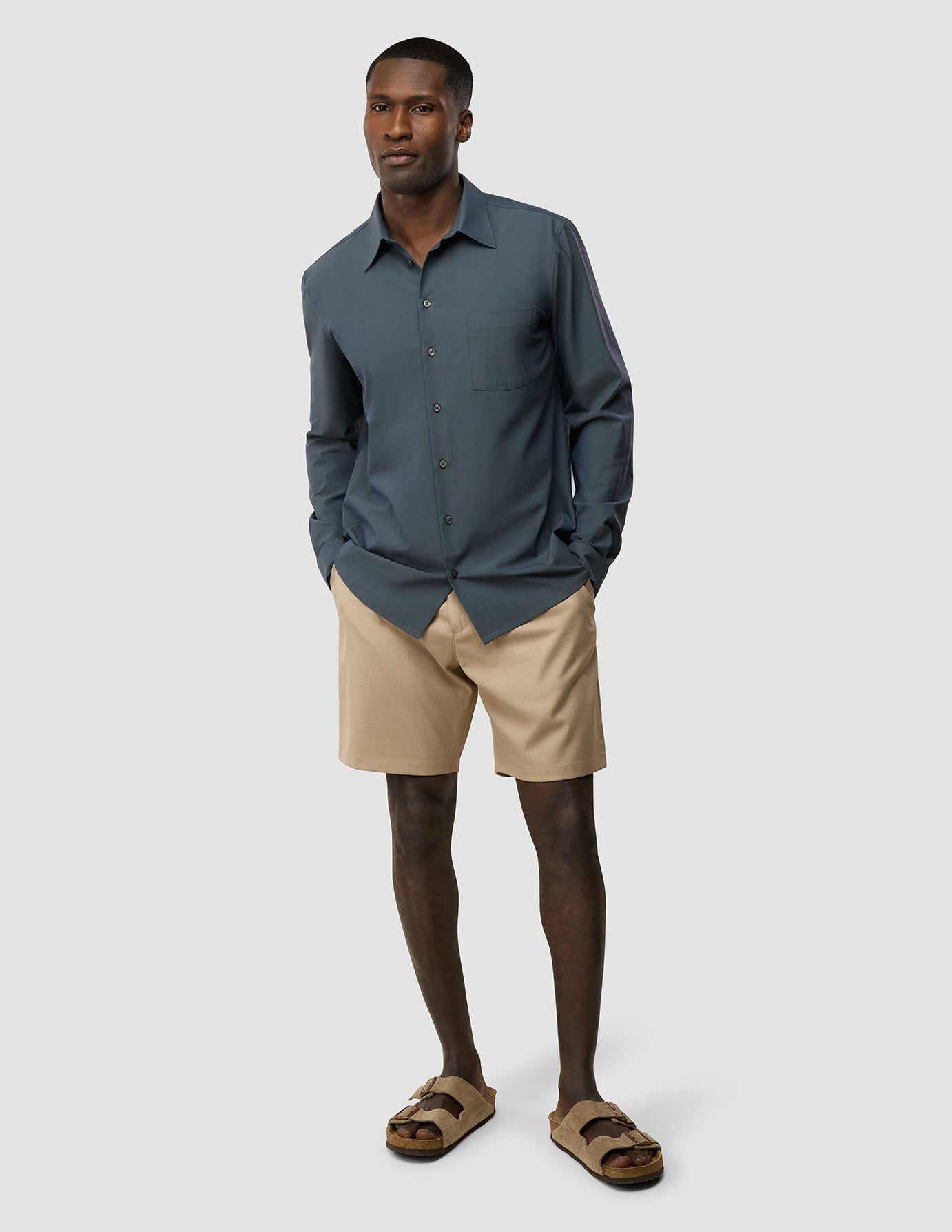 Tech Linen Casual Shirt Navy