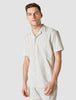 Tech Linen Bowling Short Sleeve Shirt Navy Pinstripe