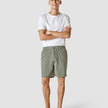 Tech Linen Elastic Shorts Green Pinstripe