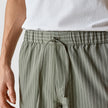 Tech Linen Elastic Shorts Green Pinstripe