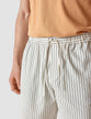 Tech Linen Elastic Shorts Navy Pinstripe