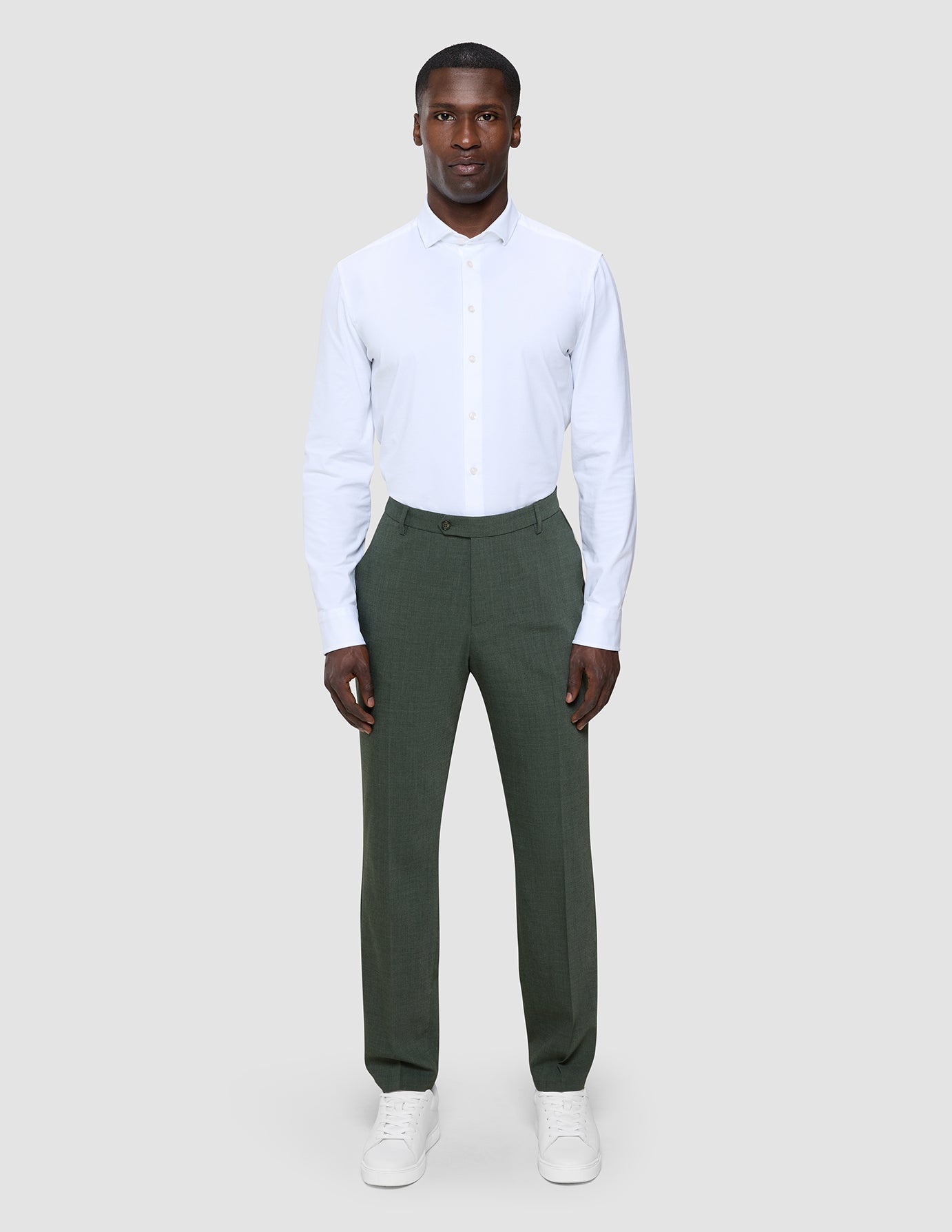 Tech Wool Suit Pants Slim Green Night