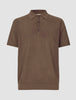 Textured Knitted Short Sleeve Polo Dark Earth