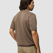 Textured Knitted Short Sleeve Polo Dark Earth