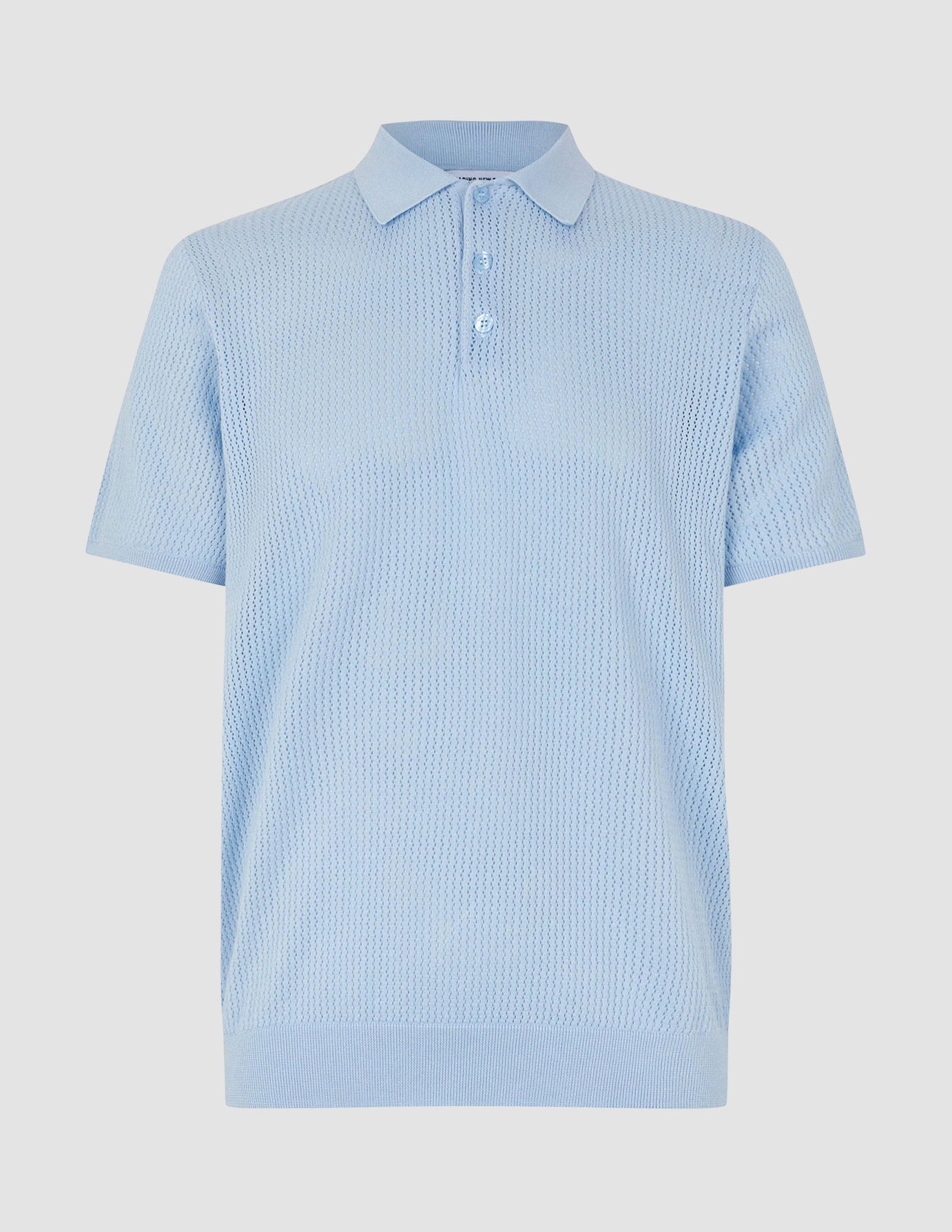 Textured Knitted Short Sleeve Polo Sky Blue