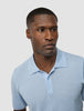 Textured Knitted Short Sleeve Polo Sky Blue