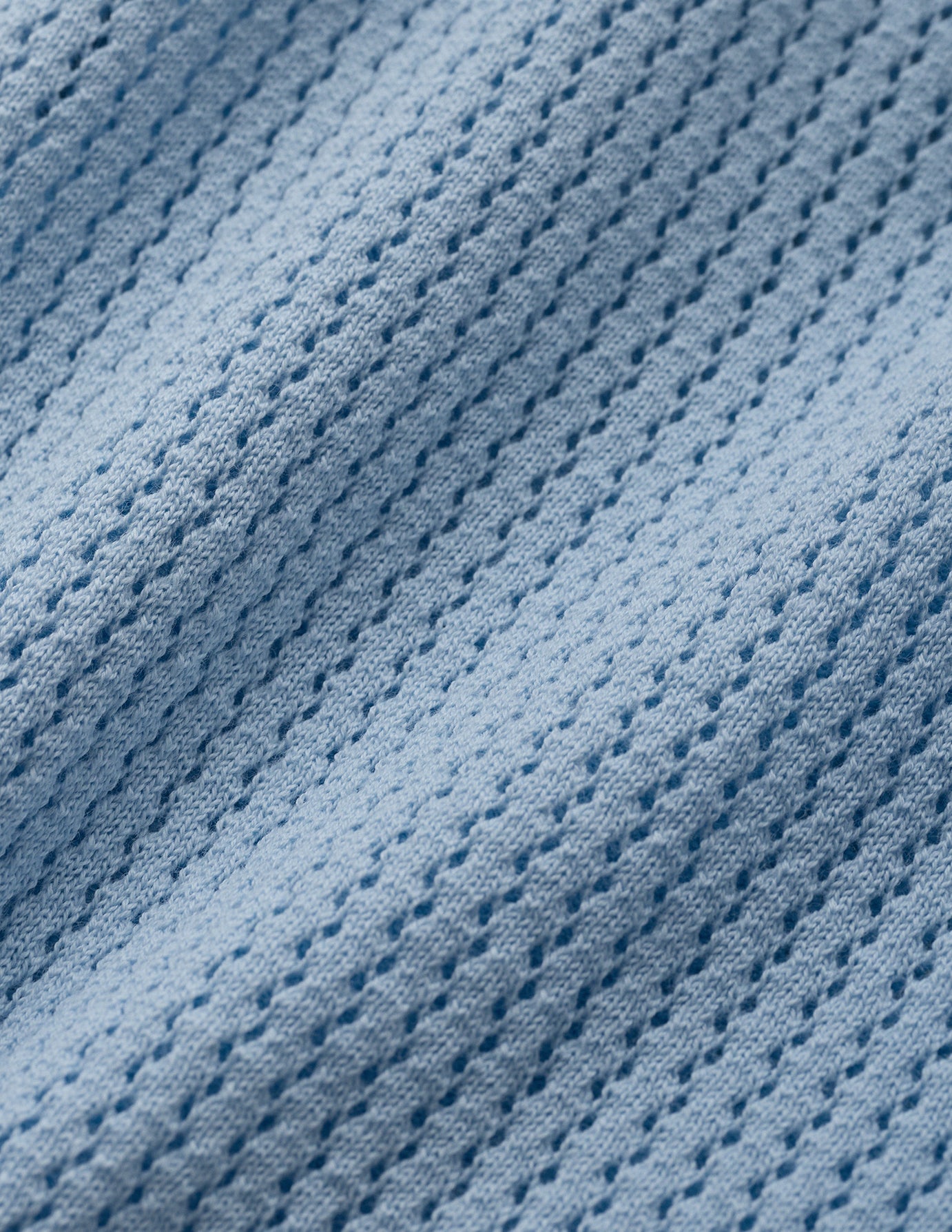 Textured Knitted Short Sleeve Polo Sky Blue