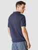 Textured Knitted Short Sleeve Polo Shirt Navy