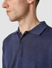 Textured Knitted Short Sleeve Polo Shirt Navy