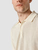 Textured Knitted Short Sleeve Polo Shirt Buttercream