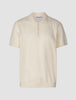 Textured Knitted Short Sleeve Polo Shirt Buttercream
