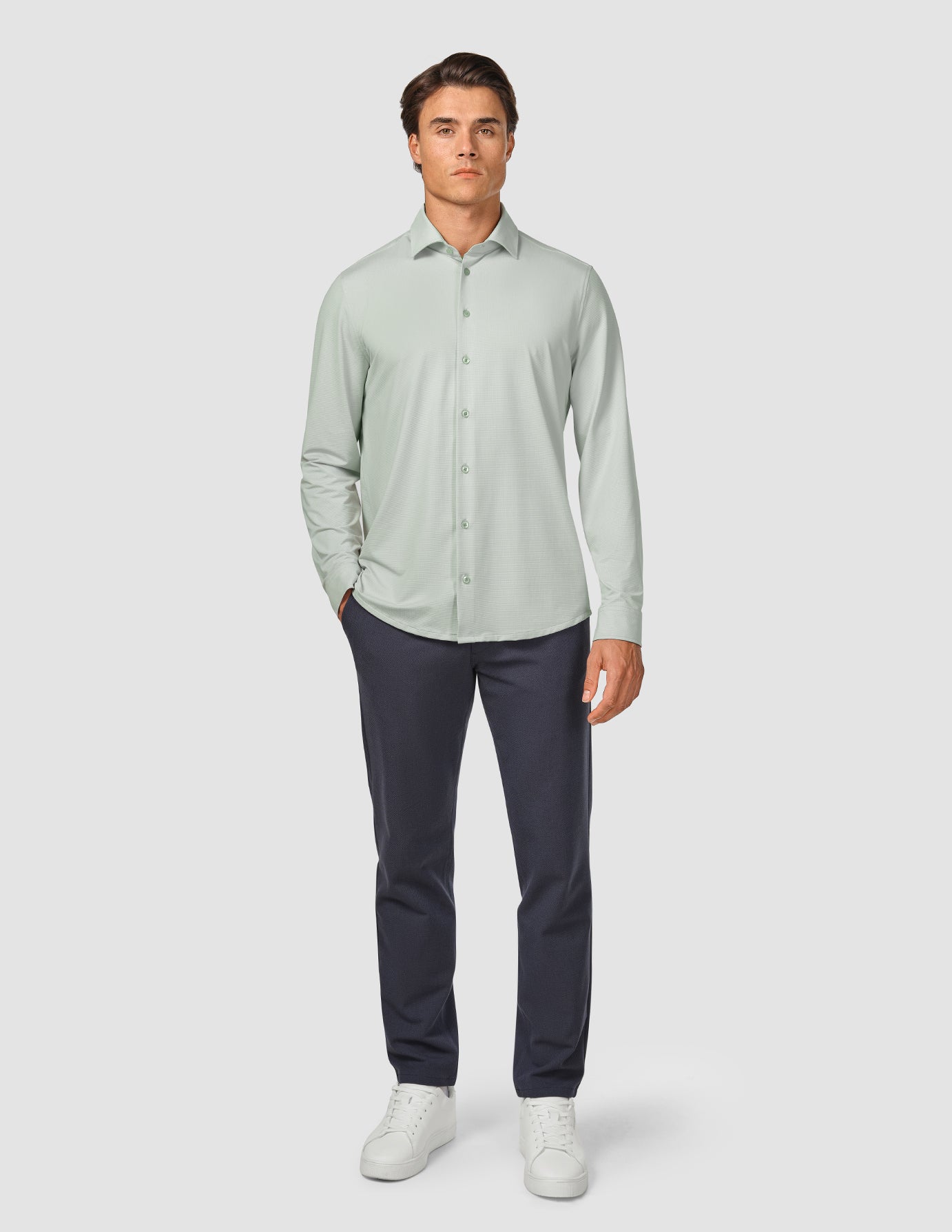Travel Shirt Mint Grey Regular