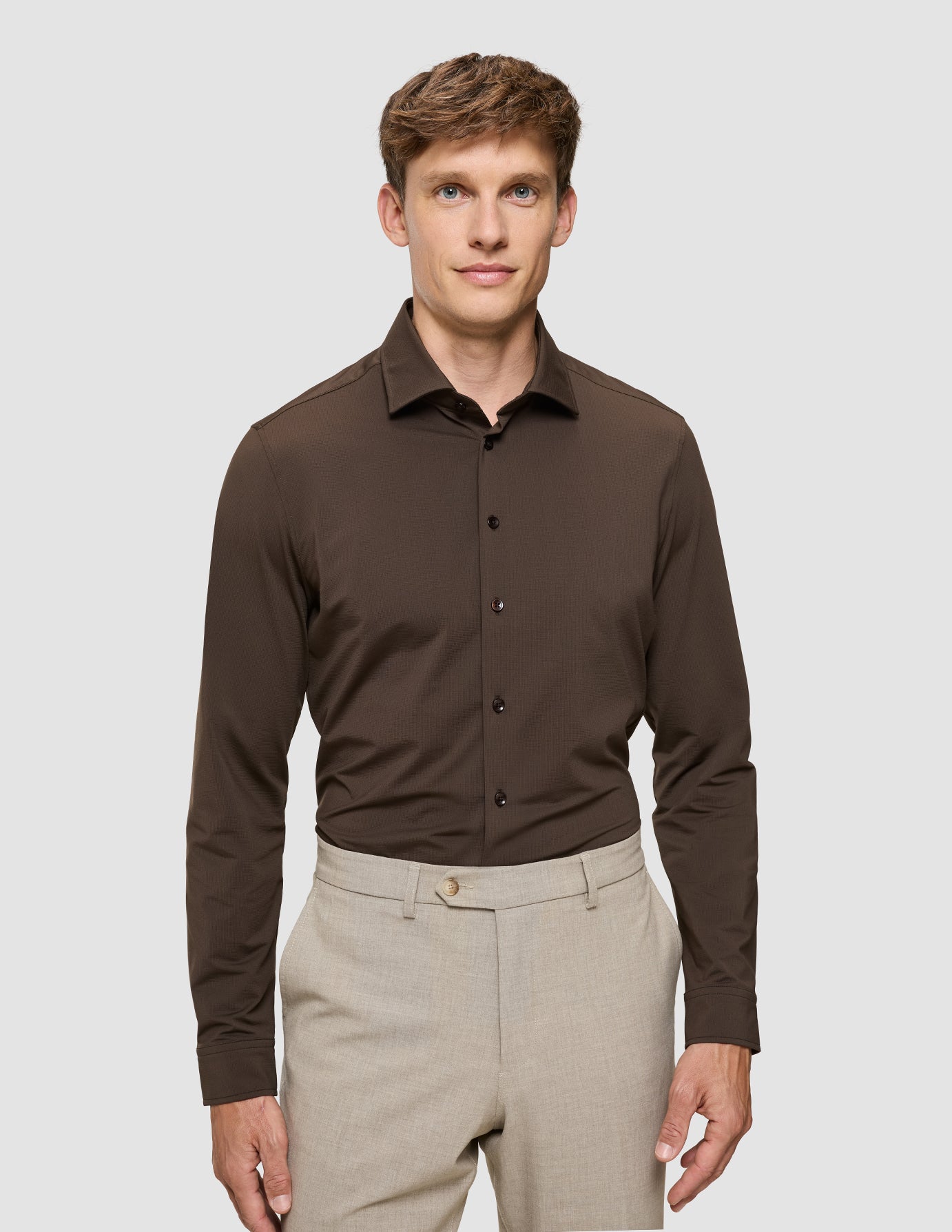 Travel Shirt Saddle Brown Slim