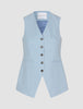 Essential Long Vest Sky Blue Melange