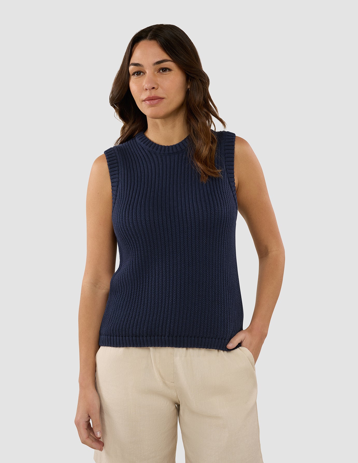 Women's Structured Knit Top Navy