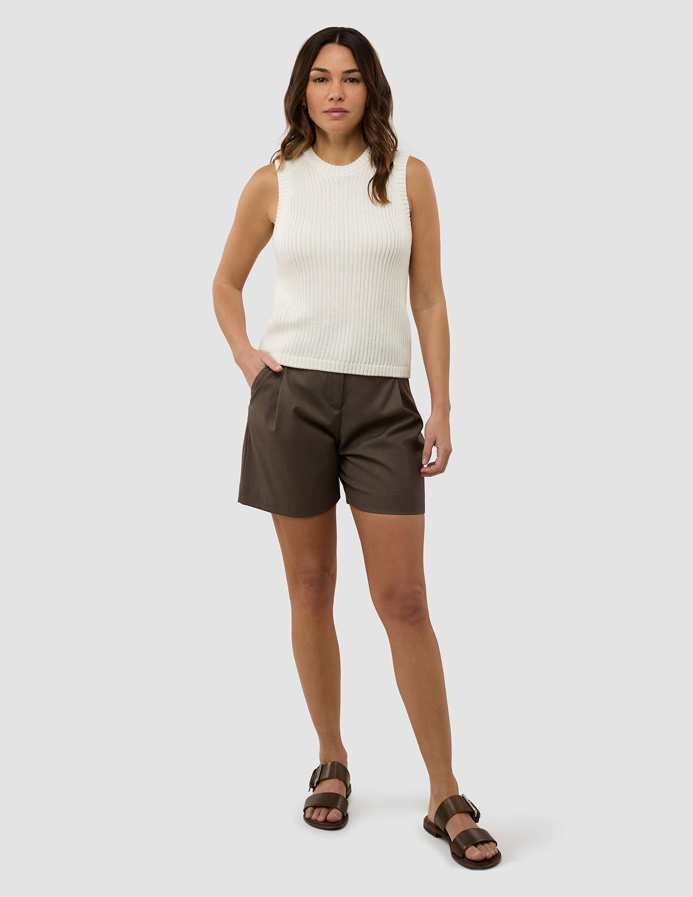 Women's Structured Knit Top Off White