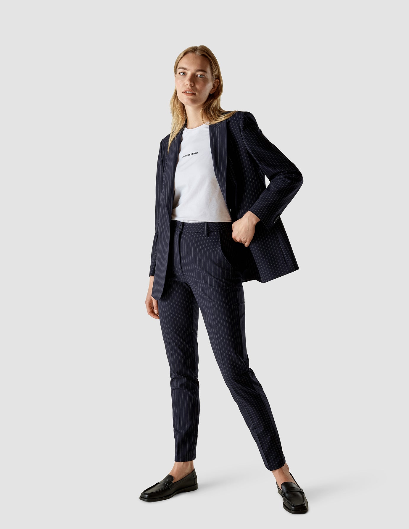 Essential Suit Tapered Navy Pinstripe