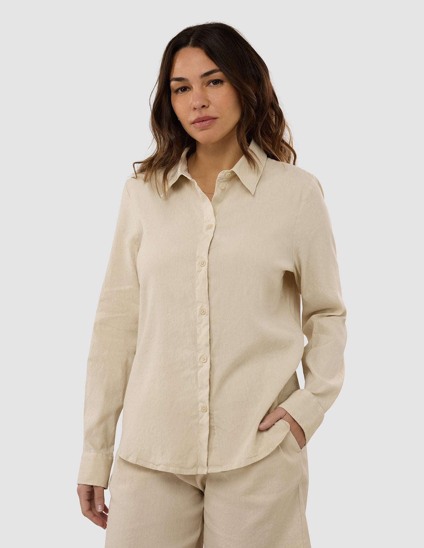 Women's Linen Shirt Sandy Beige
