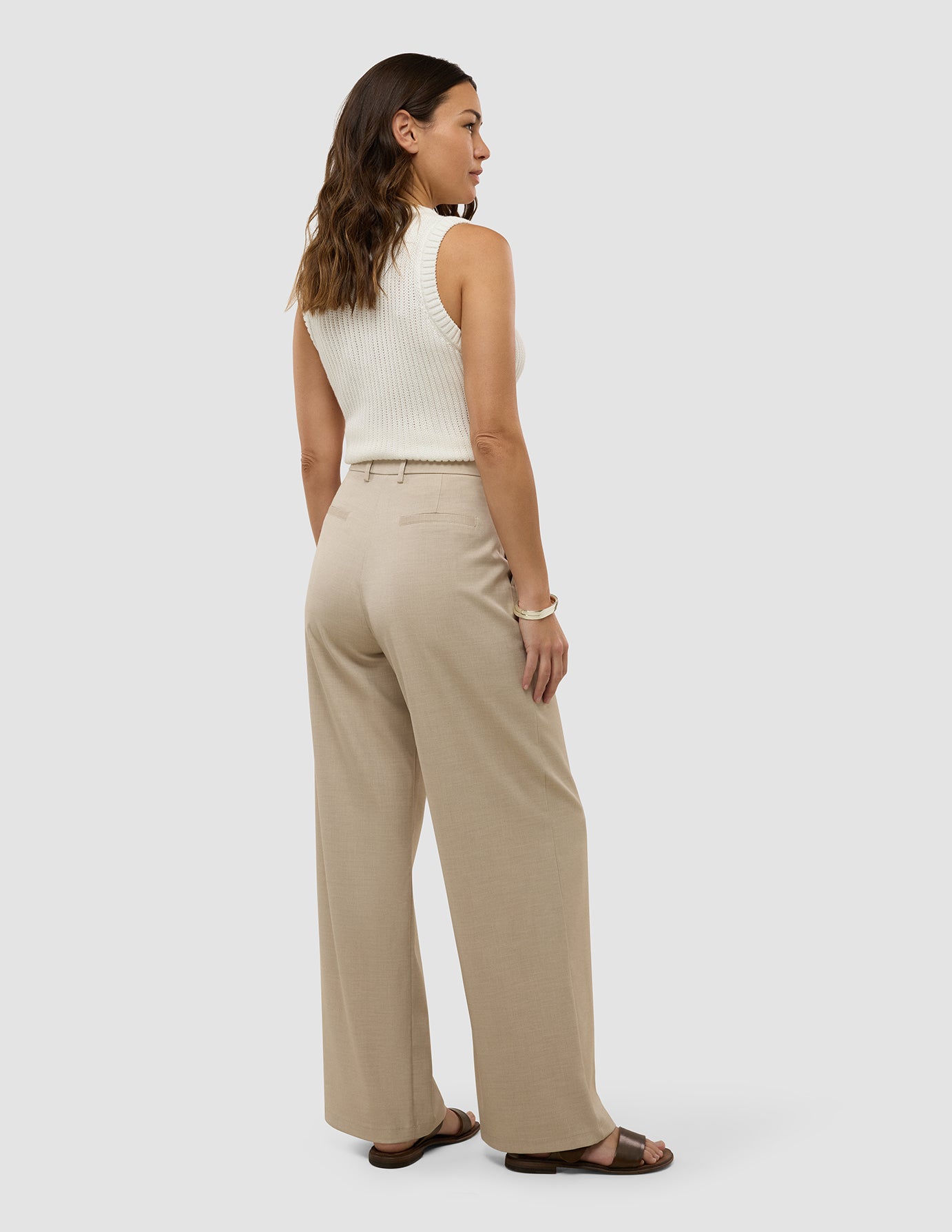 Women's Skye Pants Wide Sandy Beige Melange