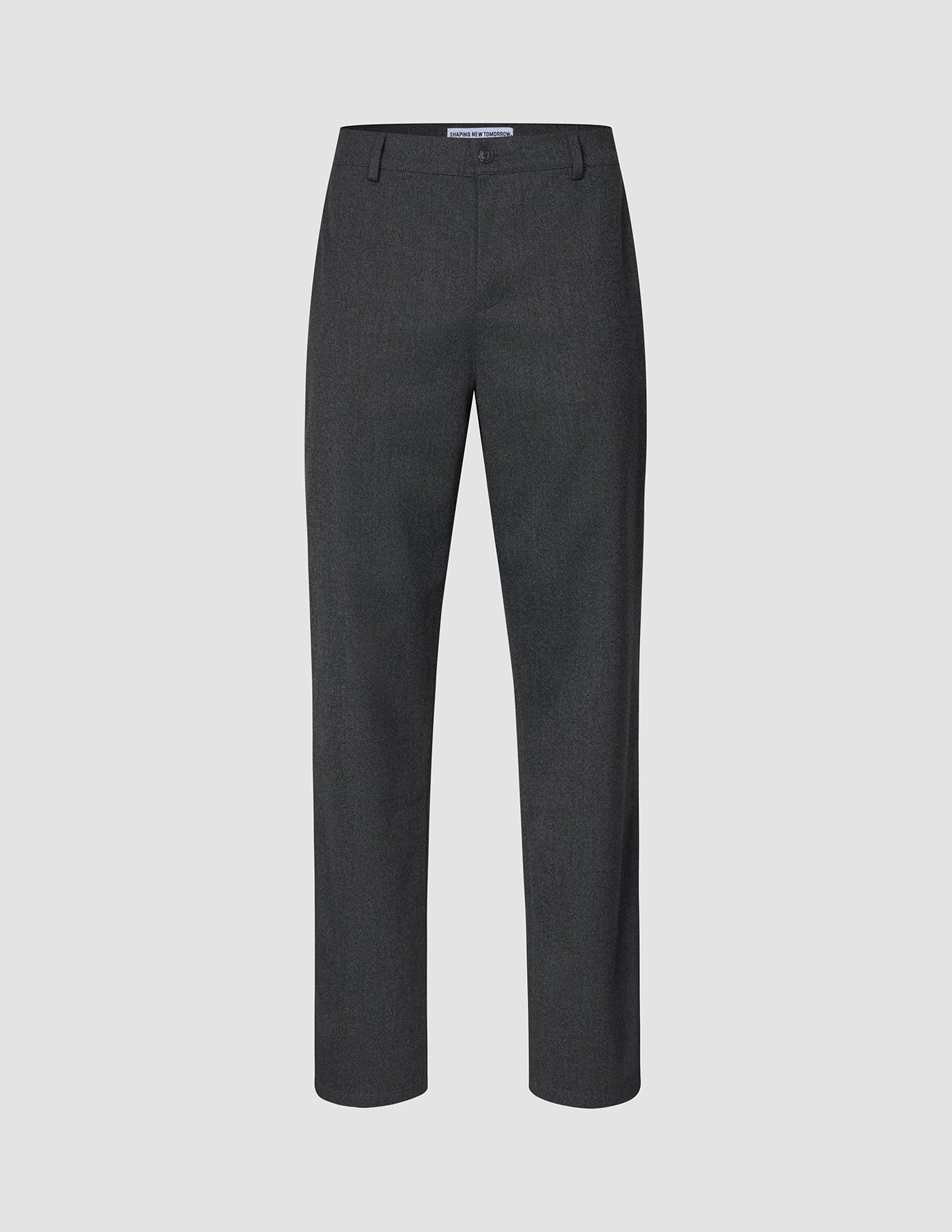 Atelier-bukser i afslappet pasform, mørkegrå, i brudt twill med knaplukning og bæltestropper.