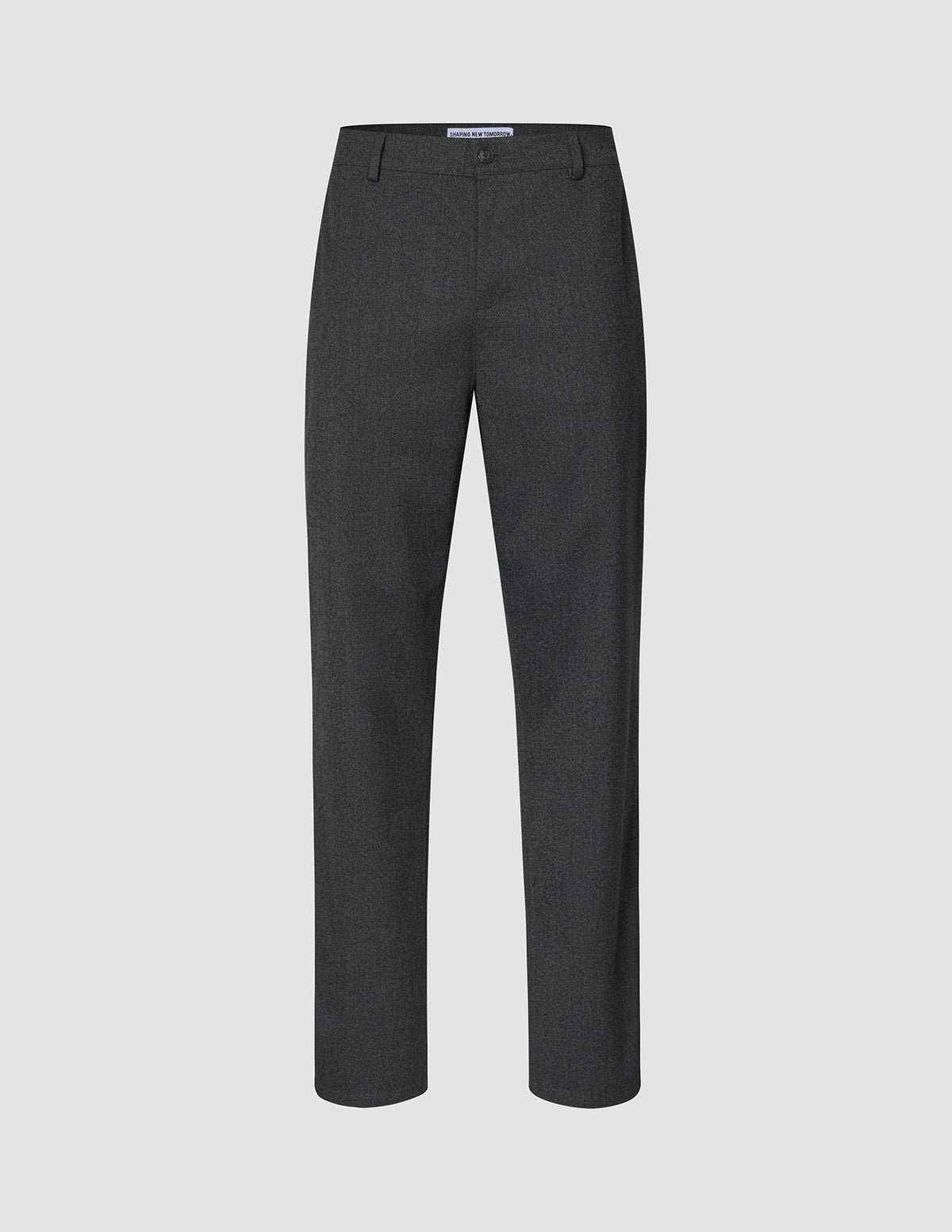 Atelier-bukser i afslappet pasform, mørkegrå, i brudt twill med knaplukning og bæltestropper.